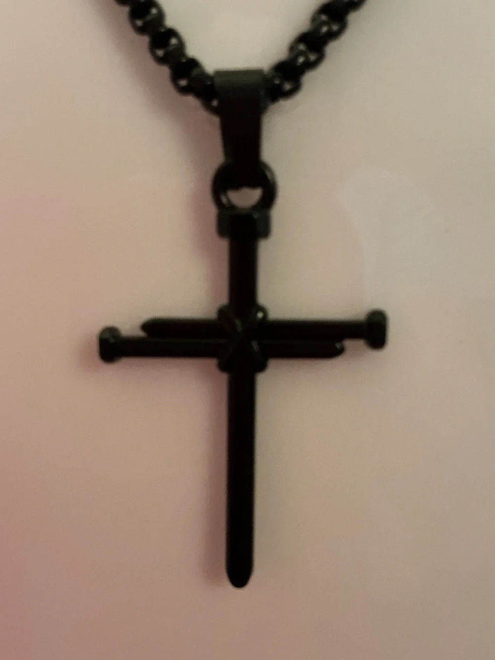 Black Three Nailed Cross Pendant 22” Necklace for Men - nwot